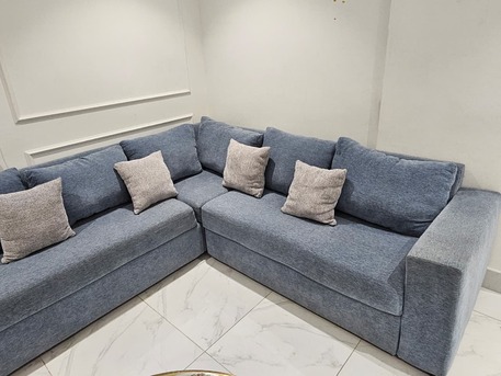 Khobar, Furniture, SAR 400,  Modern L-shaped Lounge Sofa With Cushions - Good Condition