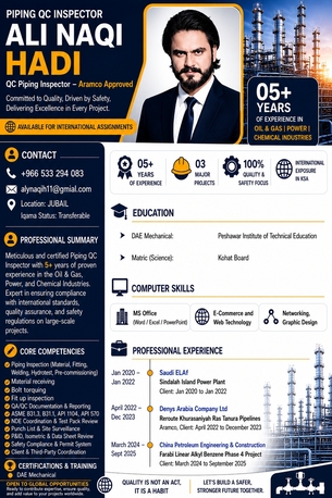 Jubail, Job Seekers, Piping QcI