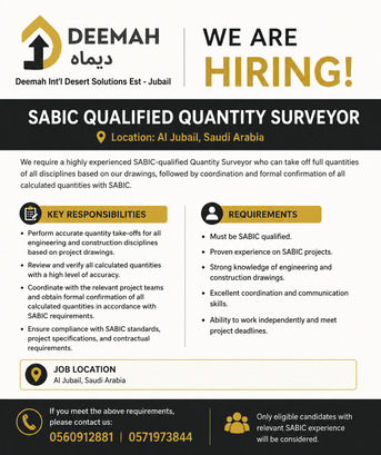 Jubail, Jobs, SABIC Qualified Quantity Surveyor