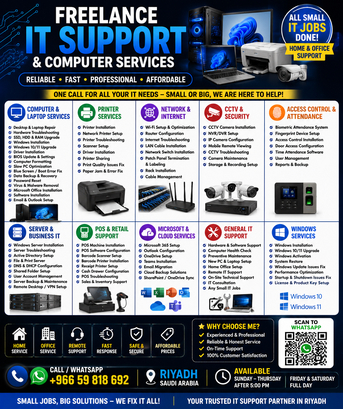 Riyadh, Technical, 💻 FREELANCE IT SUPPORT & COMPUTER SERVICES