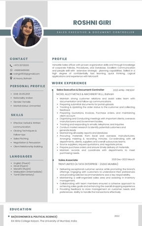 Manama, Job Seekers, Sales Coordinator / Document Controller Seeking Job In Bahrain