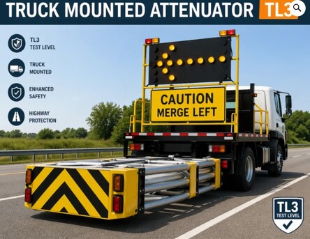 Dubai, Pick Up & Drop Off, TRUCK MOUNTED ATTENUATOR TL3 For Rent UAE | Qasar Al Sultan Transport LLC