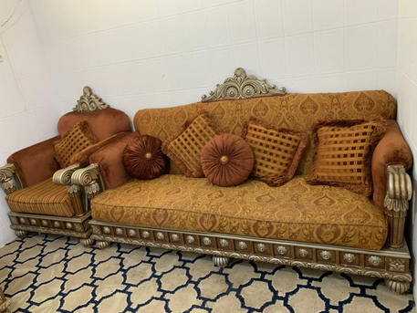 Riyadh, Furniture, SAR 400,  Elegant 5-Piece Wooden Sofa Set &ndash; Only 400 SAR