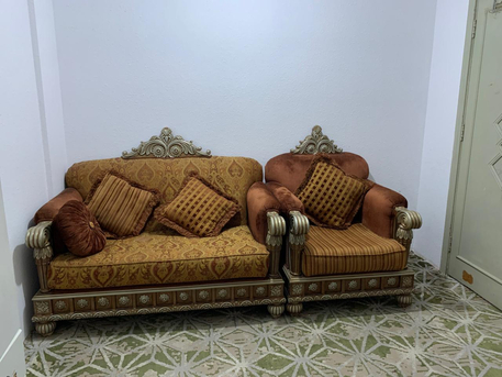 Riyadh, Furniture, SAR 400,  Elegant 5-Piece Wooden Sofa Set &ndash; Only 400 SAR