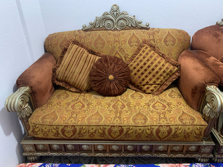 Riyadh, Furniture, SAR 400,  Elegant 5-Piece Wooden Sofa Set &ndash; Only 400 SAR