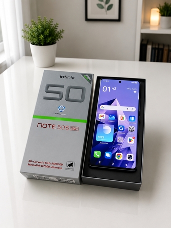 Riyadh, Mobile Phones, SAR 650,  INFINIX NOTE 50 S 5G+ 16 GB RAM 256 ROOM. COMPLETE BOX LIKE NEW CONDITION. PRICE=650 SR.