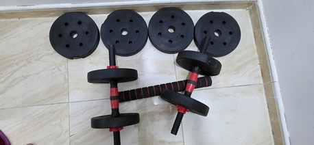 Hofuf, Health & Beauty Items, SAR 90,  Adjustable Weight Dumbbells Set 20kg Convertible To Barbell A Pair Of Lightweight For Home