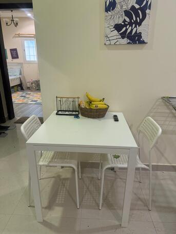 Riyadh, Furniture, SAR 550,  IKEA Dining Table For Sale ( White Color ) With 2 Chairs ( IKEA )