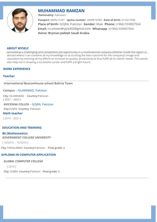 Jeddah, Job Seekers, Mathematics Teacher