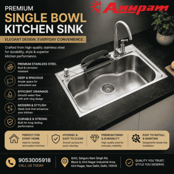 New Delhi, Household Items, INR 16990,  Stainless Steel Single Bowl Kitchen Sink