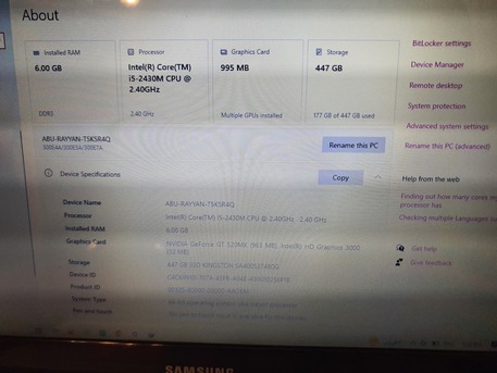 Jeddah, Computers, SAR 800,  Samsung Laptop I5 2430M- 2.40 GHz / RAM 6GB /Nvidia GeForce GT