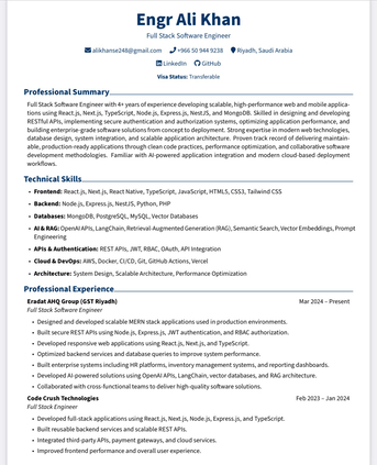 Riyadh, Job Seekers, Full Stack Developer