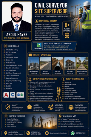 Riyadh, Job Seekers, Any Supervisor And Surveyor Need A Job