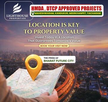 Hyderabad, Residential Plots, INR 13000,  183 Sq. Yard,  DTCP & RERA APPROVED OPEN PLOTS IN FUTURE CITY @ 9392311420