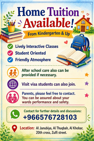 Al Thuqbah, Education, Home Tuition By Experienced Female Indian Teacher
