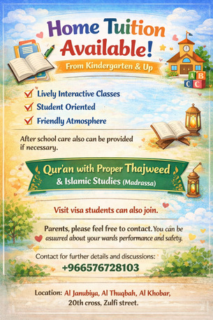 Al Thuqbah, Education, Home Tuition By Experienced Female Indian Teacher