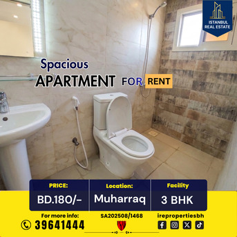 Muharraq, Apartments, Flats, Houses & Villas, BHD 180/month,  150 Sq. Meter,  3 BHK Apartment For Rent In Muharraq Near Casino Garden BD.180/-