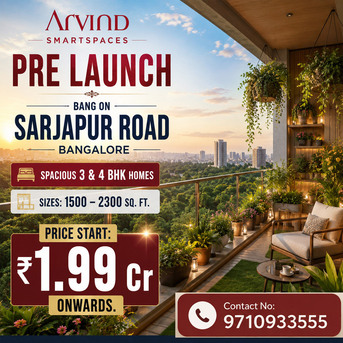 Bangalore, Real Estate For Sale, INR 19900000,  3 BR,  1500 Sq. Feet,  Arvind Sarjapur Road: High-Rise Living With Scenic Views