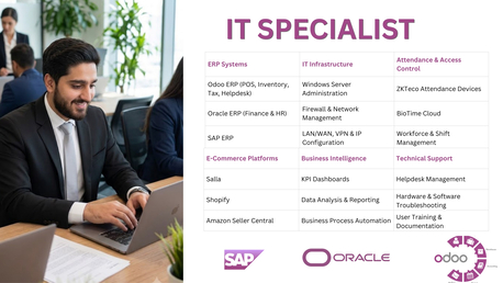 Riyadh, Job Seekers, IT Specialist / ERP / IT Support / Saudi Arabia