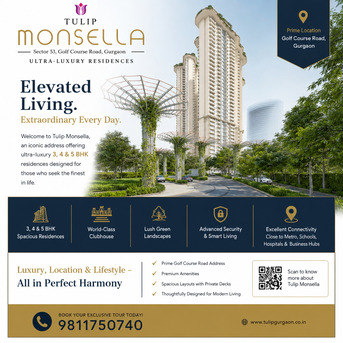 Gurgaon, Real Estate For Sale, INR 90000000,  Tulip Monsella Golf Course Road Gurgaon &ndash; Premium Homes
