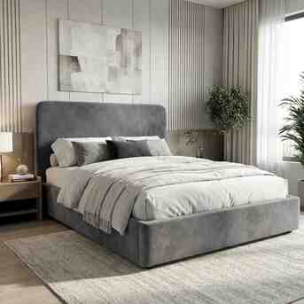 London, Furniture, GBP 219,  Grey Pluva Double Ottoman Bed With Full-Length Storage Bay
