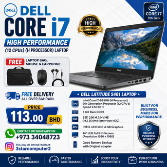 Manama, Tablet Computers, BHD 113,  DELL I7 Laptop High Performance H Processor Laptop SSD 35x Fast FREE Bag,Mouse Earphone