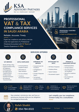 Jubail, Accounting, Professional VAT & Tax Compliance Services In Saudi Arabia