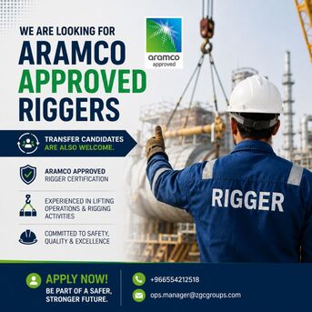 Riyadh, Jobs, Urgent Requirement Aramco Approved Rigger