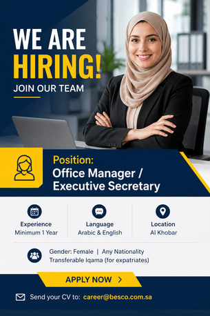 Khobar, Jobs, Office Manager / Executive Secretary - Female