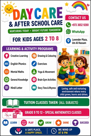 Manama, Daycare, Child Care, After School Care Plus Tuition
