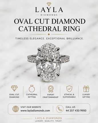 London, Jewelry, GBP 5750,  Classic Cathedral Setting Ring With Brilliant 6CT Oval Diamond