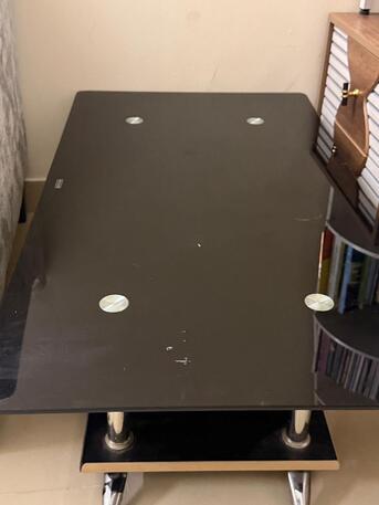 Al Muruj, Furniture, SAR 120,  Used Black Glass Coffee Table / Tea Table With Normal Wear And Tear