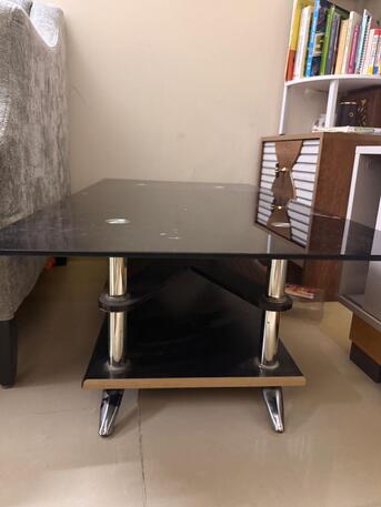 Al Muruj, Furniture, SAR 120,  Used Black Glass Coffee Table / Tea Table With Normal Wear And Tear