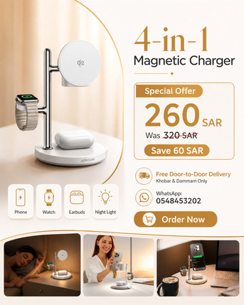 Khobar, Electronics, SAR 260,  4-in-1 Magnetic Wireless Charger