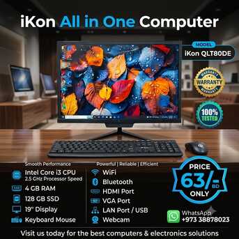 Manama, Tablet Computers, BHD 63,  Ikon Core I3 All-in-One Computer 4GB Ram 128GB SSD Built In Camera, & WIFI 19" Display