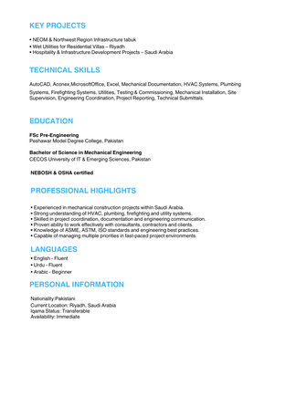 Riyadh, Job Seekers, Graduate Mechanical Engineer