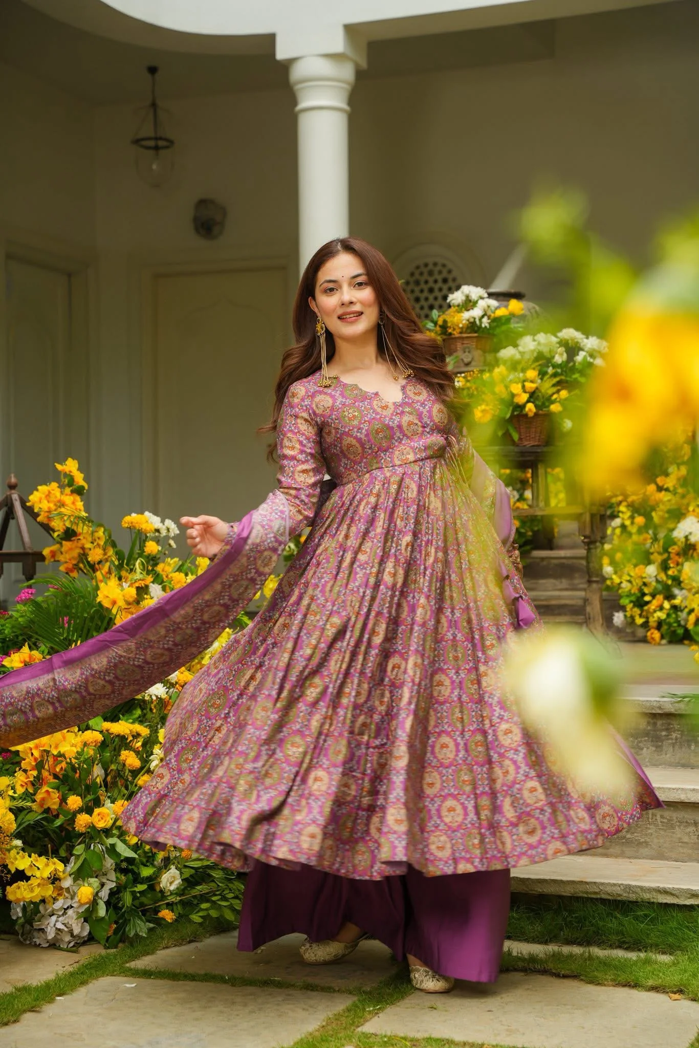 Jaipur, Clothing & Accessories, INR 4500,  Idaho Nashita Purple Muslin Anarkali Suit Set