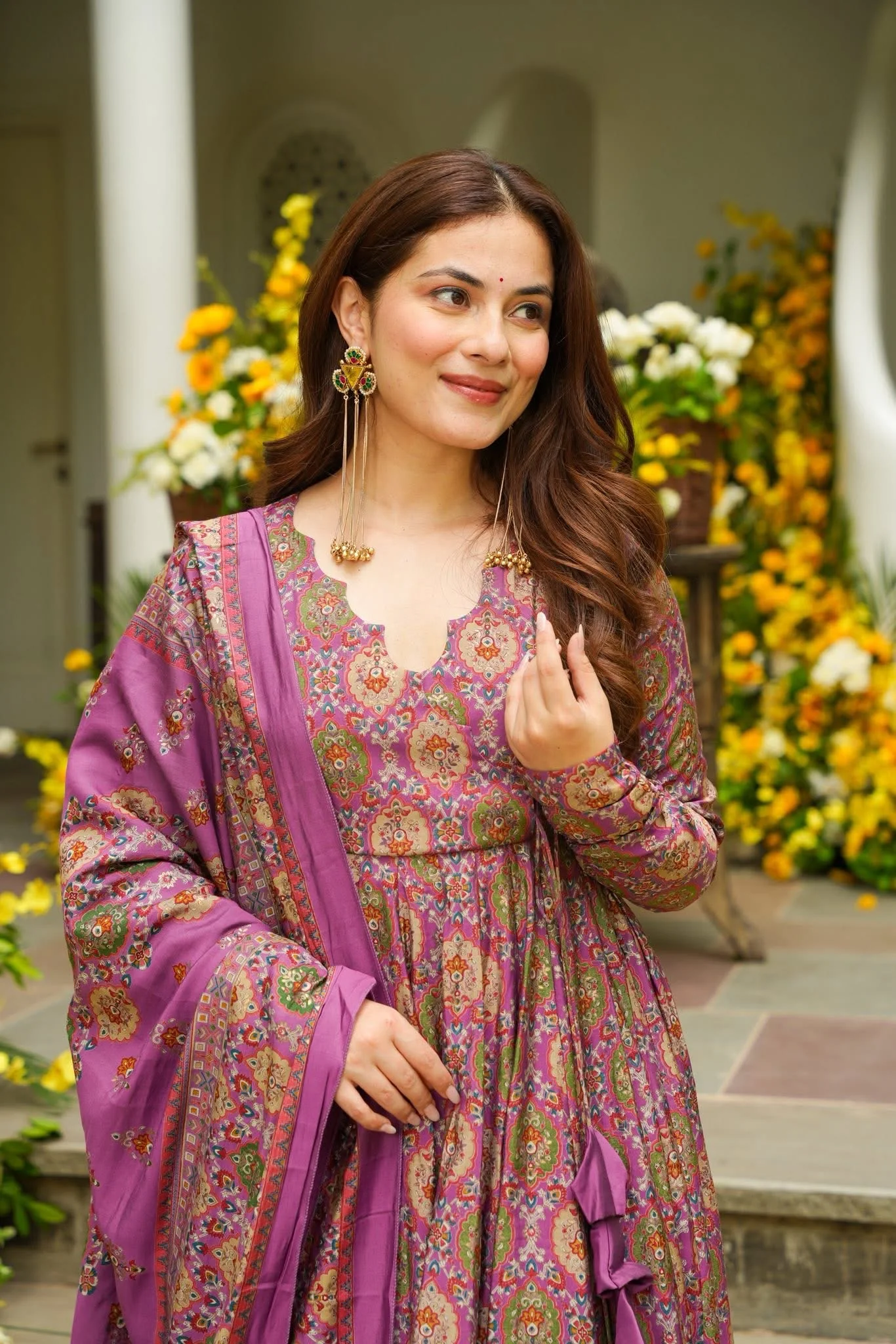 Jaipur, Clothing & Accessories, INR 4500,  Idaho Nashita Purple Muslin Anarkali Suit Set
