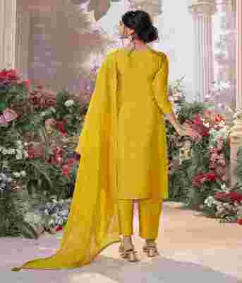 Mumbai, Clothing & Accessories, INR 2413,  Seerat Yellow Chinon Kurta Set With Jacquard And Zari Work, Paired With An Organza Dupatta