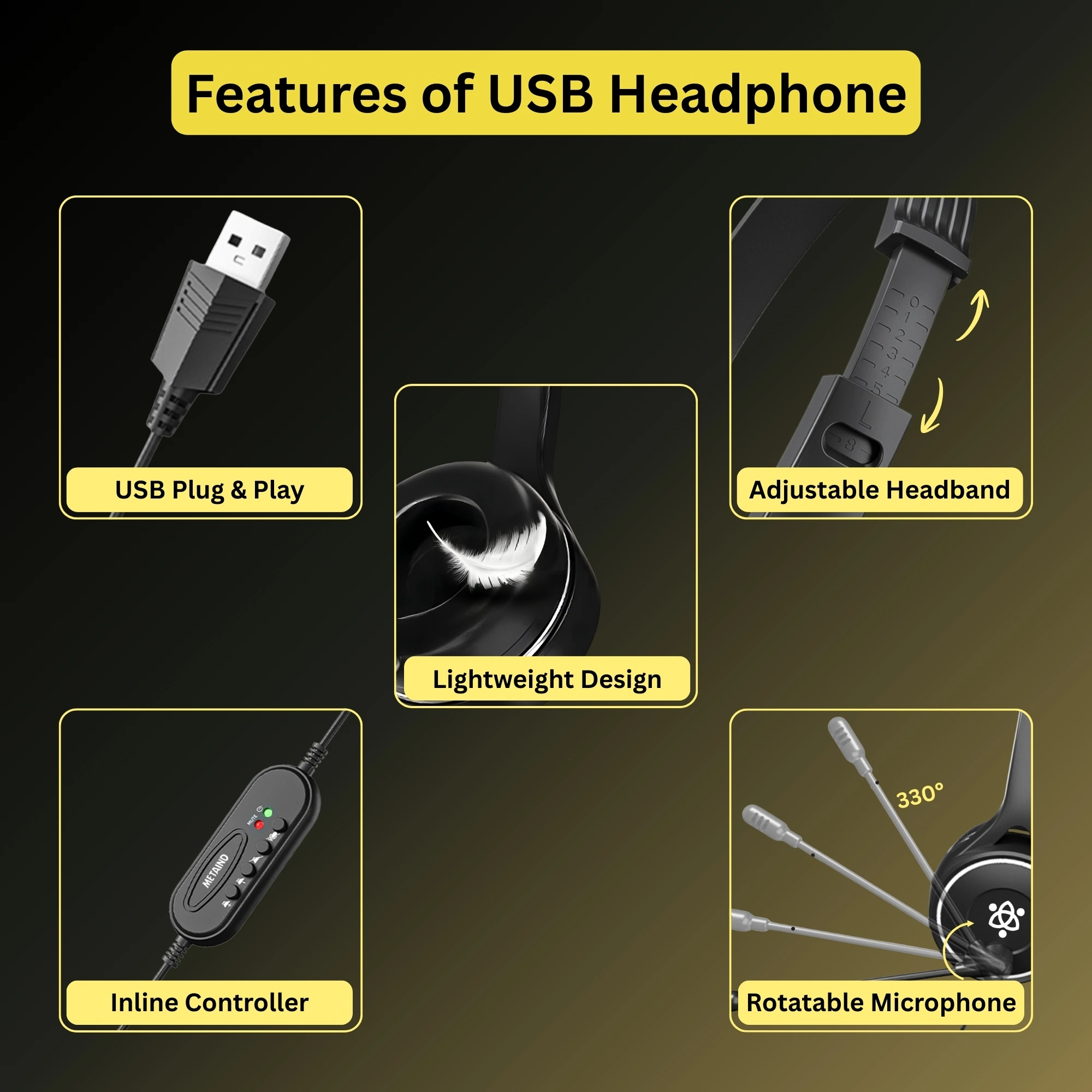 New Delhi, Electronics, INR 989,  MT30 USB Headphones With Microphone For Daily Office Use