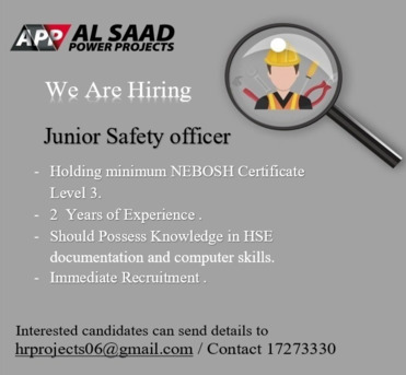 Gudaibiya, Jobs, Junior Safety Officer