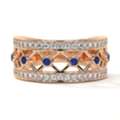 USD 3,  Round Diamond & Blue Sapphire Half Eternity Wedding Ring For Women