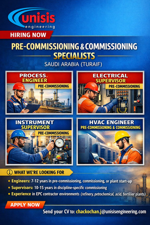 Turaif, Jobs, Process, Electrical, Instrument & HVAC Pre‑Commissioning Specialists - Saudi (Turaif)
