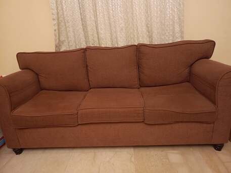 Al Rakah Al Shamaliyah, Furniture, SAR 250,  3 Seater Classic Purple Fabric Sofa  &ndash; Roll Arm Design