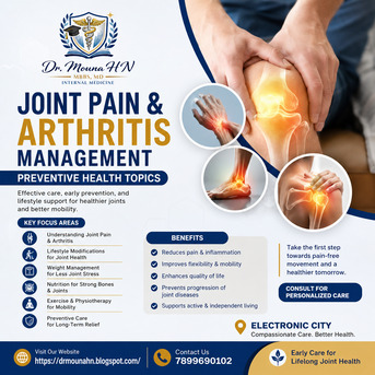 Bangalore, Health, Joint Pain & Arthritis Management Preventive Health Tips - Dr. Mouna HN