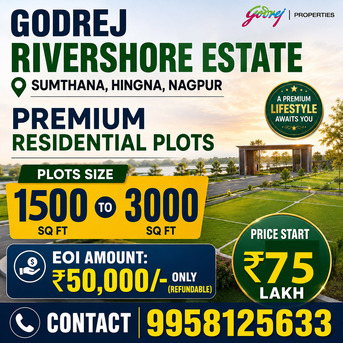 Nagpur, Residential Plots, INR 7500000,  1500 Sq. Feet,  Godrej Rivershore Estate: Secure Gated Community