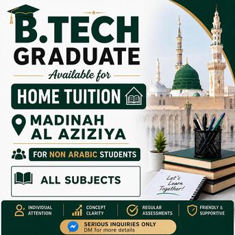 Madinah, Lessons Offered, Home Tutions Available For Children And Students By Female Teacher