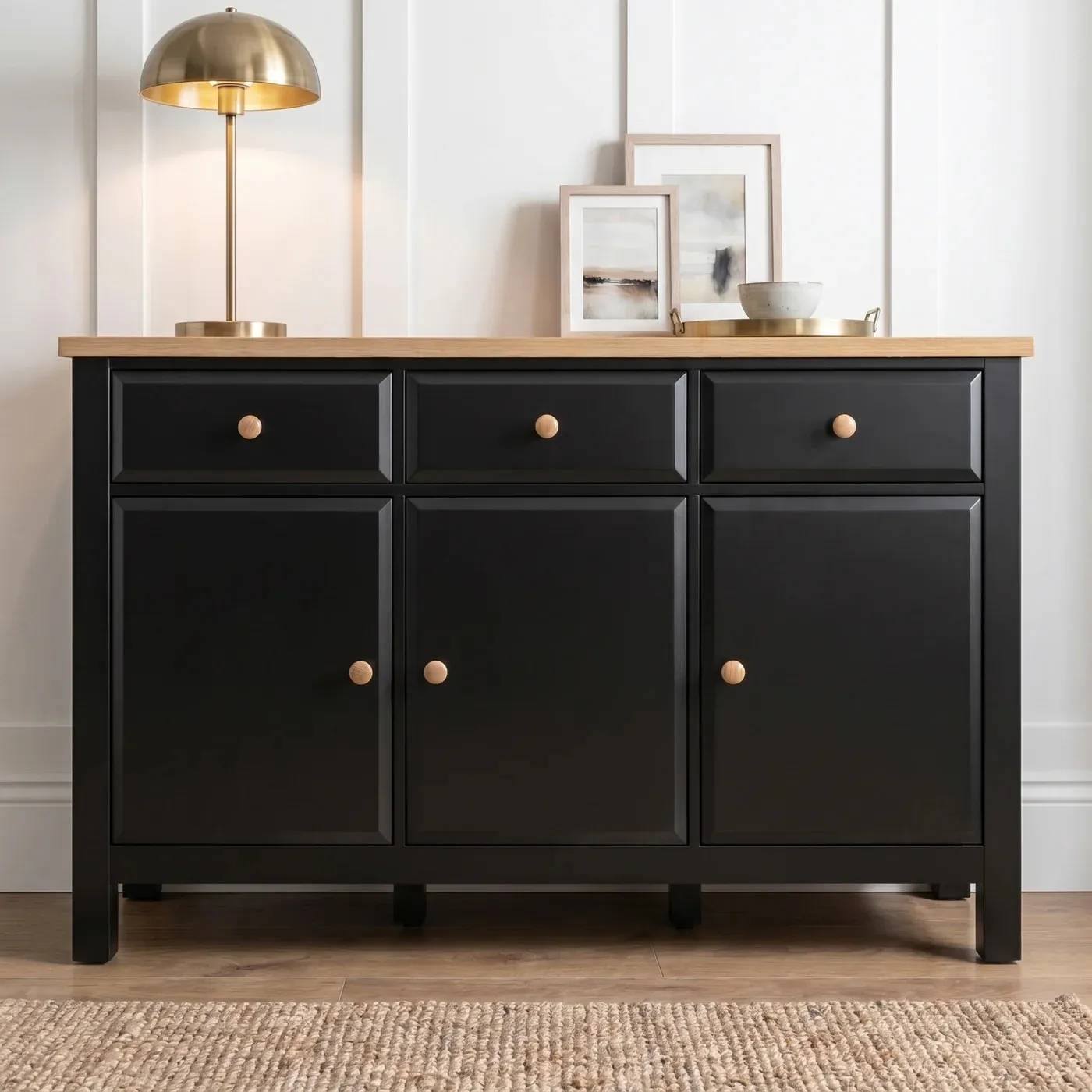 London, Furniture, GBP 179,  Haven Black Large Painted 3 Door Sideboard Cabinet