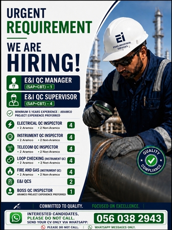 Jubail, Jobs, Urgent Requirement