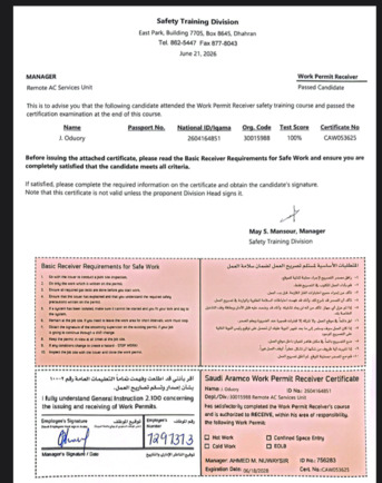 Dammam, Job Seekers, Saudi Aramco Work Permit Receiver